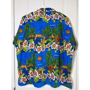 Rima Beachworld Caribbean Hawaiian Shirt Mens 3XL Blue Tropical Surfboard Aloha